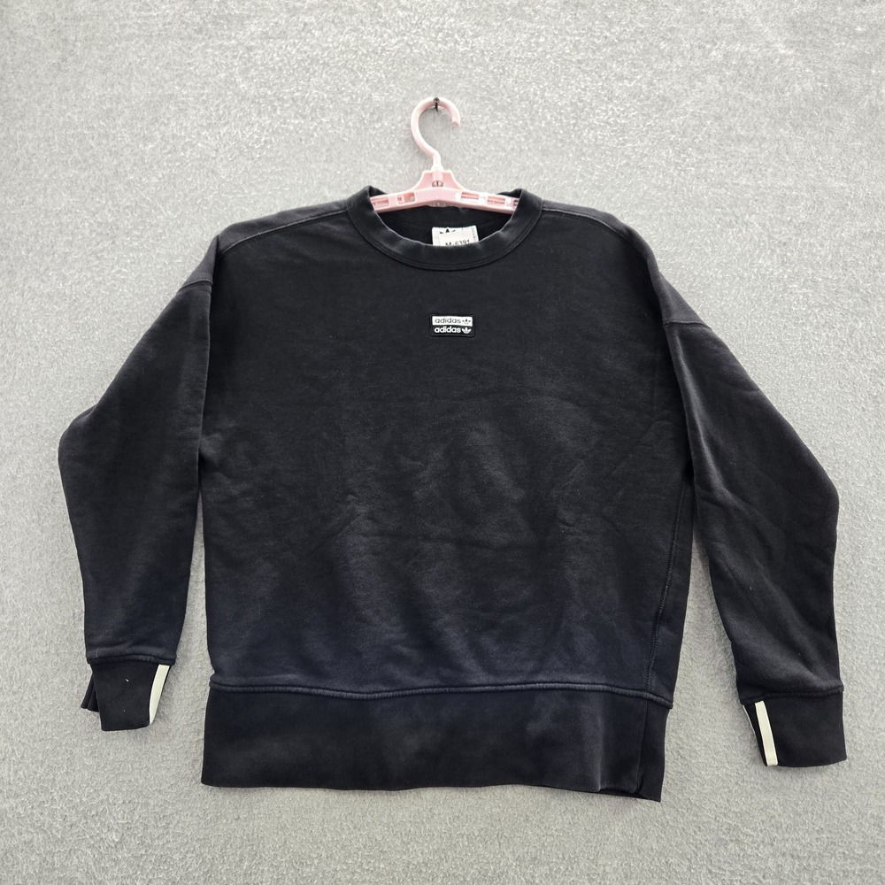 Adidas Women Sweatshirt S Black Logo Long Sleeve Cotton Spandex
